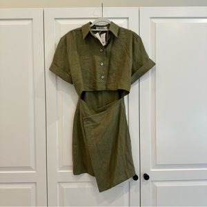 Hevron Linen Cutout Dress